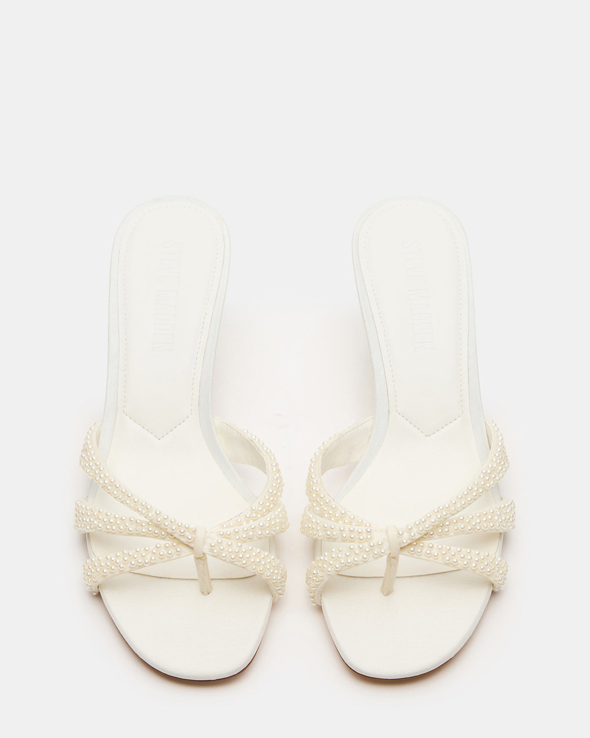 CARY Pearl Ivory Square-Toe Strappy Mule Women's Heel