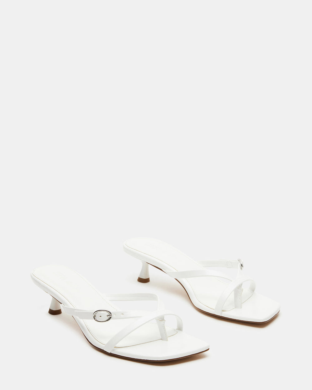 JANA White Strappy Mule Kitten Heel | Women's Heels