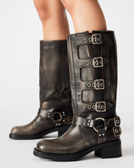 ROCKY Brown Distressed Women's Knee-High Moto Boots
