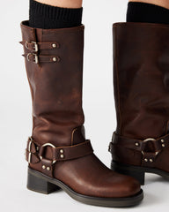 ASTOR Brown Leather Knee-High Boot | Women's Boots