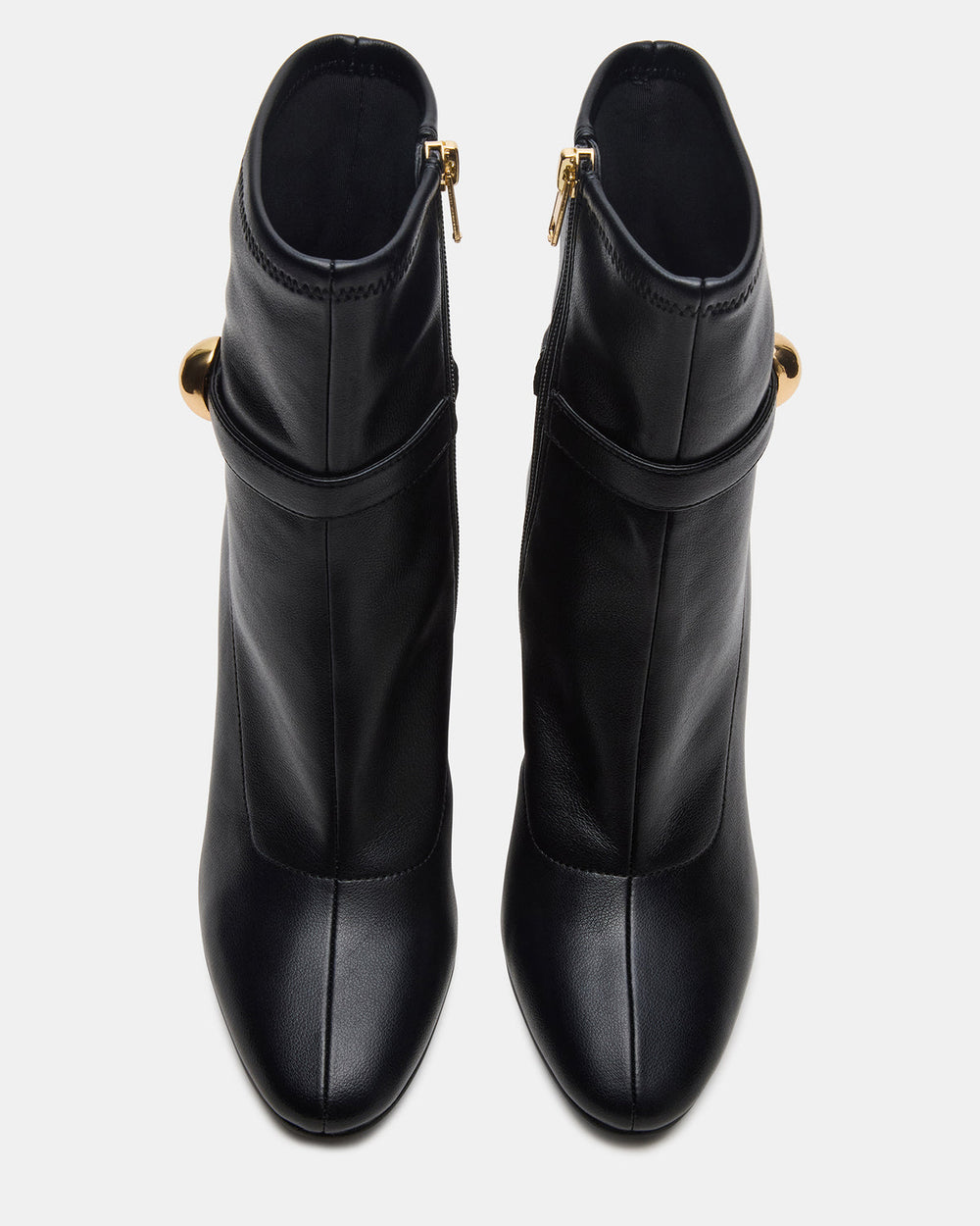 AROMA Black Buckle Gold Detail Block Heel Women's Ankle Boot