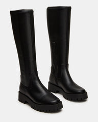 LABELLE Black Knee-High Lug Platform Women's Boot