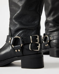 ASTOR Black Leather Knee-High Boot | Women's Boots