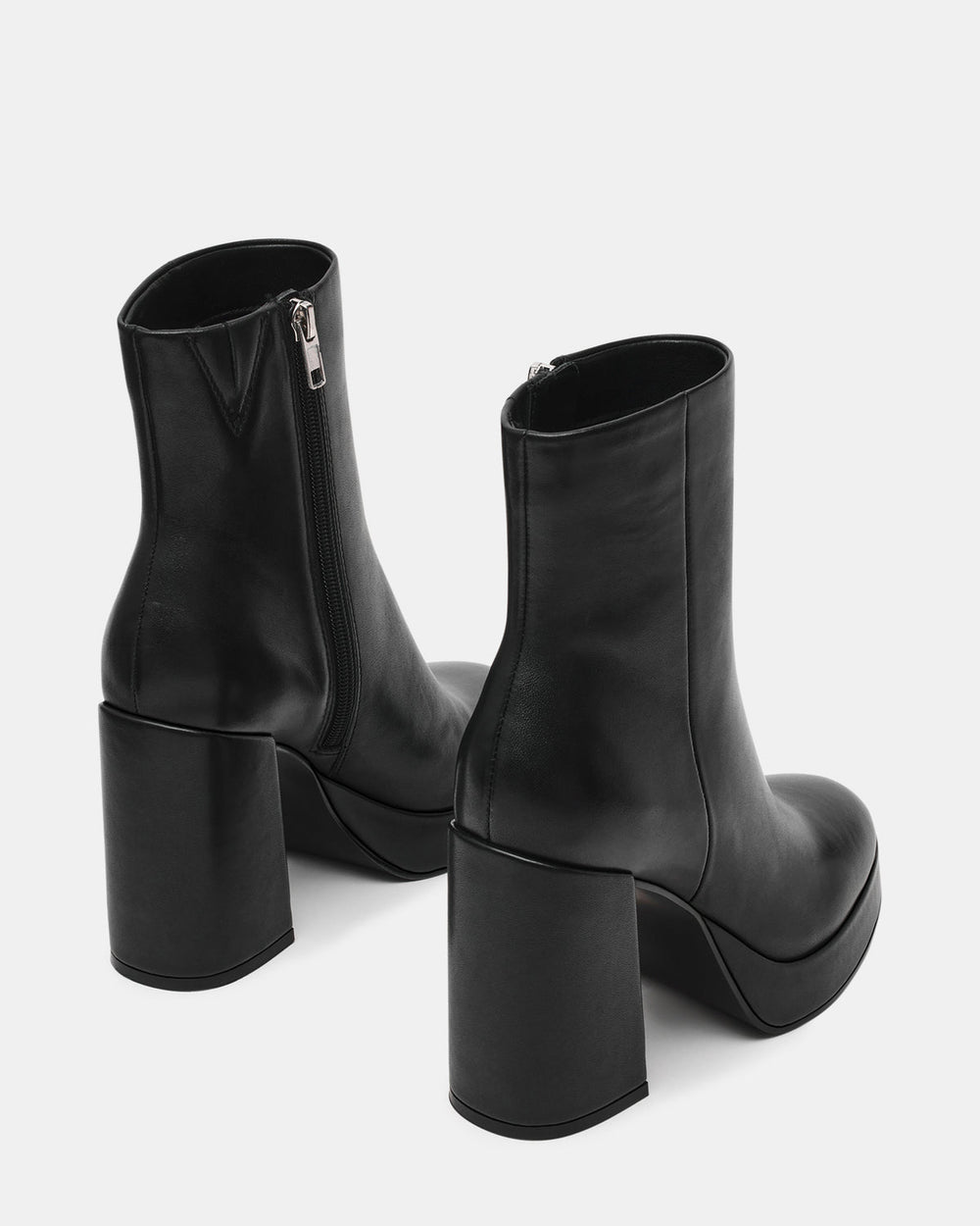 TYRA Black Leather Platform Block Heel Women's Ankle Boot