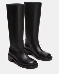 RIGGS Black Leather Square-Toe Women's Boot