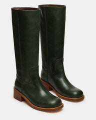 RIGGS Dark Green Leather Square-Toe Women's Boot