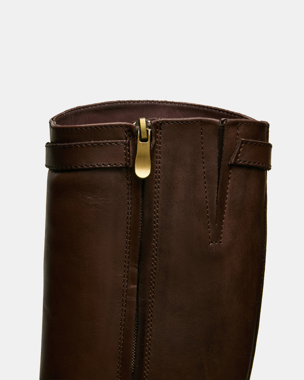 BEXLEY Brown Leather Knee-High Round-Toe Buckle Women's Boot