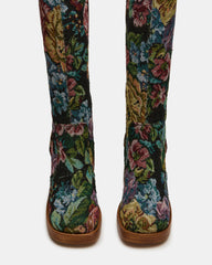 FOLIE Tapestry Square-Toe Block Heel Knee-High Women's Boot