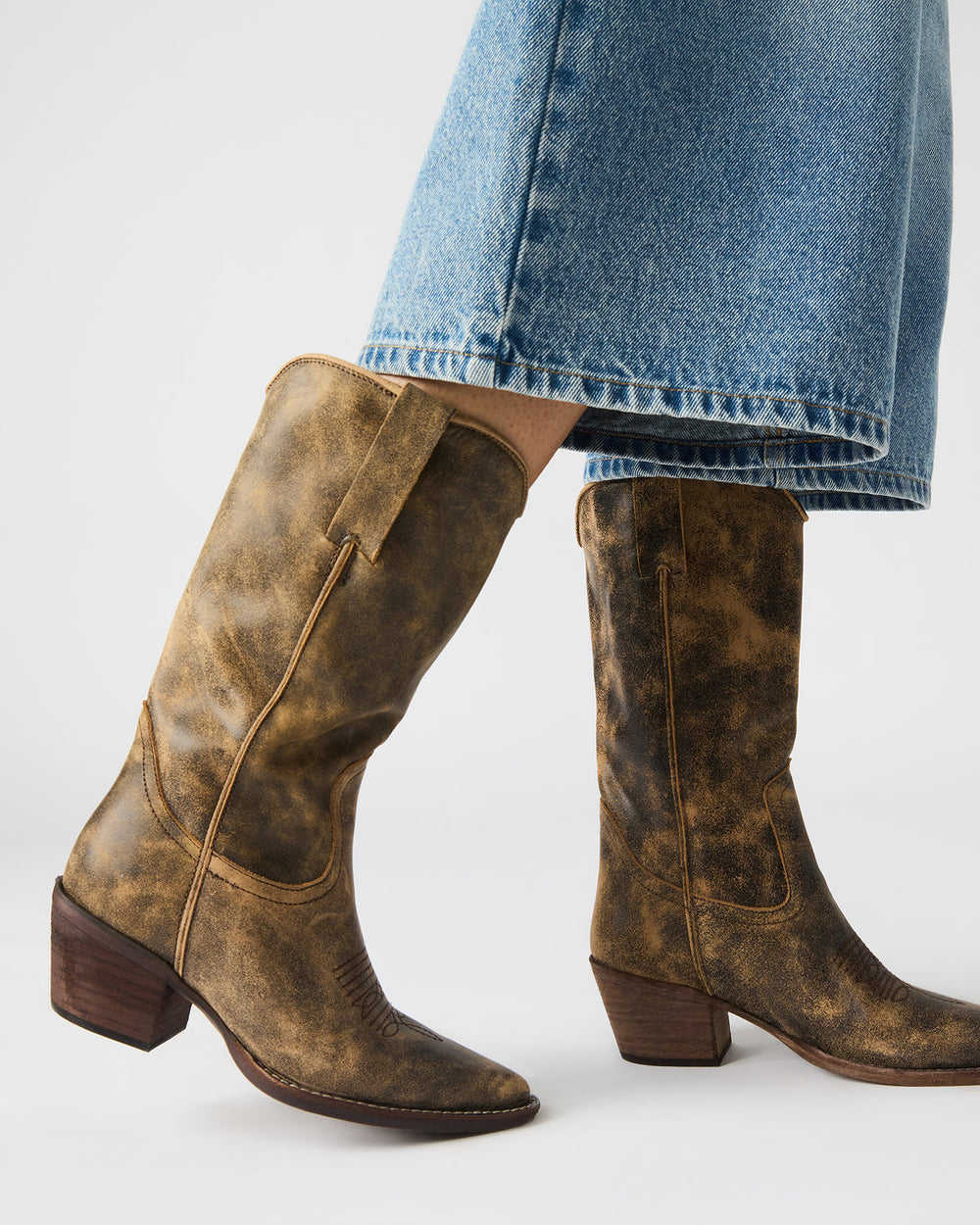 ALBANY Denim Fabric Pointed-Toe Women's Western Boot