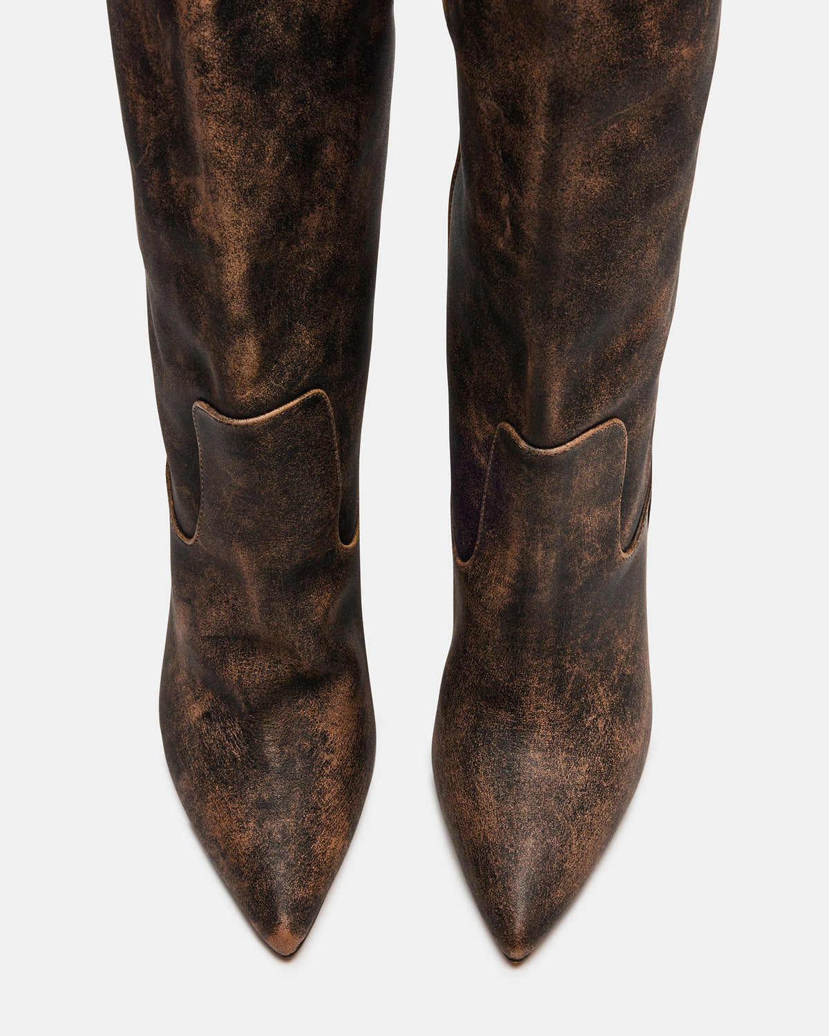 BADDIE Brown Distressed Over-The-Knee Moto Women's Boot