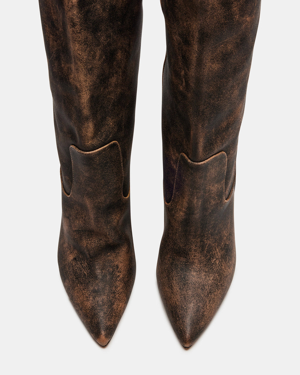 BADDIE Brown Distressed Over-The-Knee Moto Women's Boot