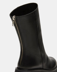 LAMI Black Leather Lug Sole Women's Ankle Boot