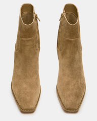 DEFINE Taupe Suede Square-Toe Women's Ankle Boot