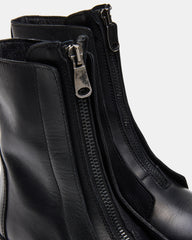 MILTON Black Leather Moto Women's Ankle Boot