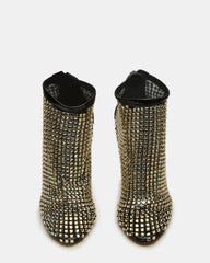 DANCIN Gold Multi Stiletto Heeled Mesh Rhinestone Women's Ankle Boot