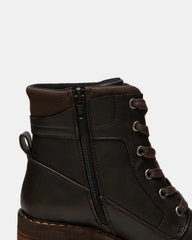TUFF Dark Brown Lace-Up Block Heel Women's Ankle Boot