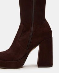 TWAIN Brown Wide Calf Knee-High Block Heel Women's Boot