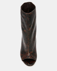 RYLIX Brown Snake Wedge Peep-Toe Women's Ankle Boot