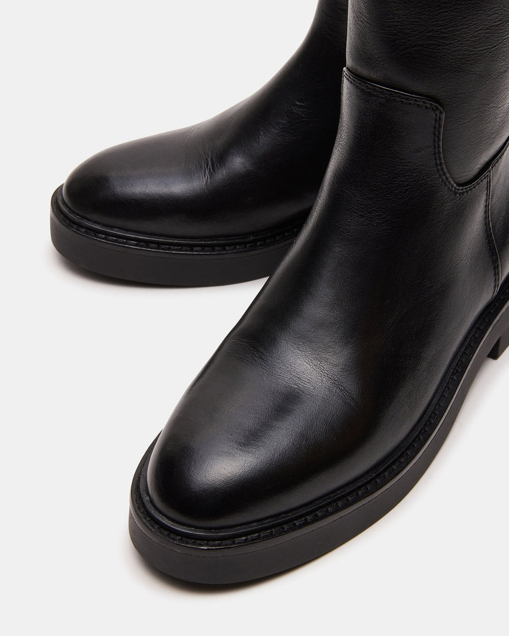 RADKE Black Leather Knee-High Rounded Toe Riding Women's Boot
