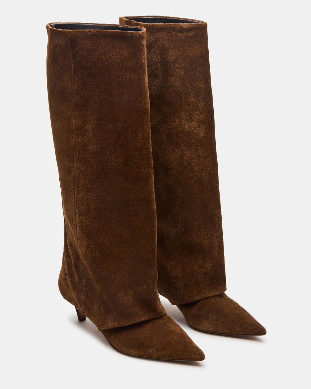 LUCA Chestnut Suede Pointed-Toe Cuffed Kitten Heel Women's Boot