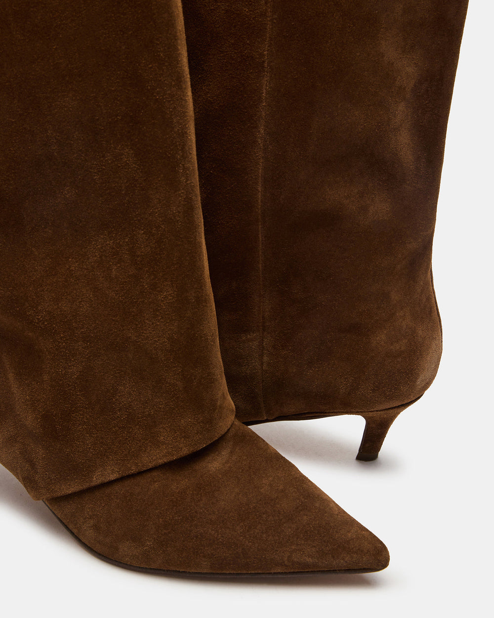 LUCA Chestnut Suede Pointed-Toe Cuffed Kitten Heel Women's Boot