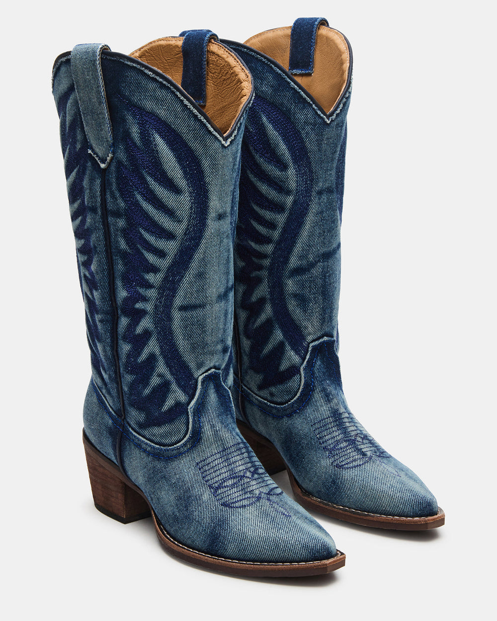 ALBANY Denim Fabric Wide Calf Pointed-Toe Women's Western Boot
