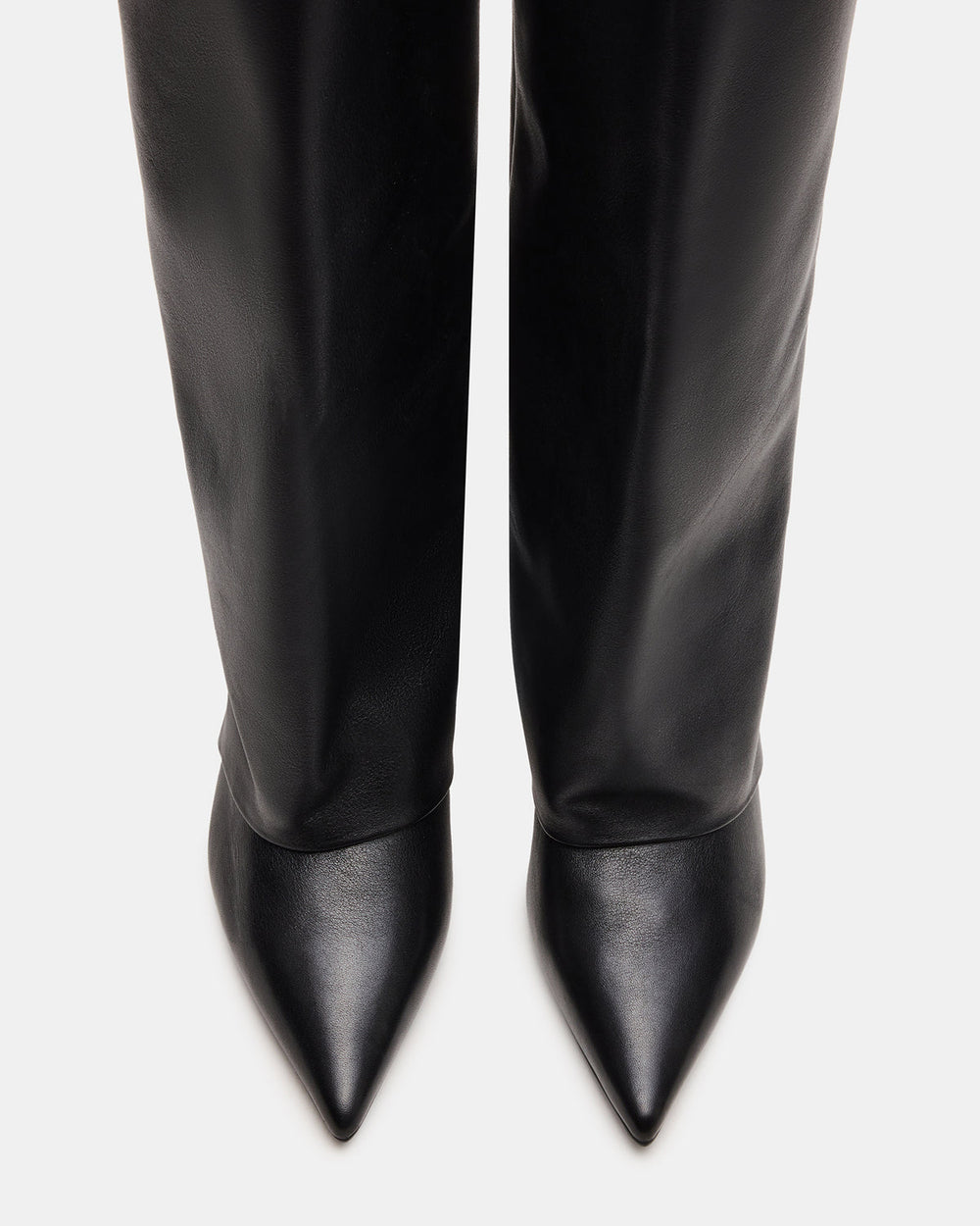 LUCA Black Leather Pointed-Toe Cuffed Kitten Heel Women's Boot