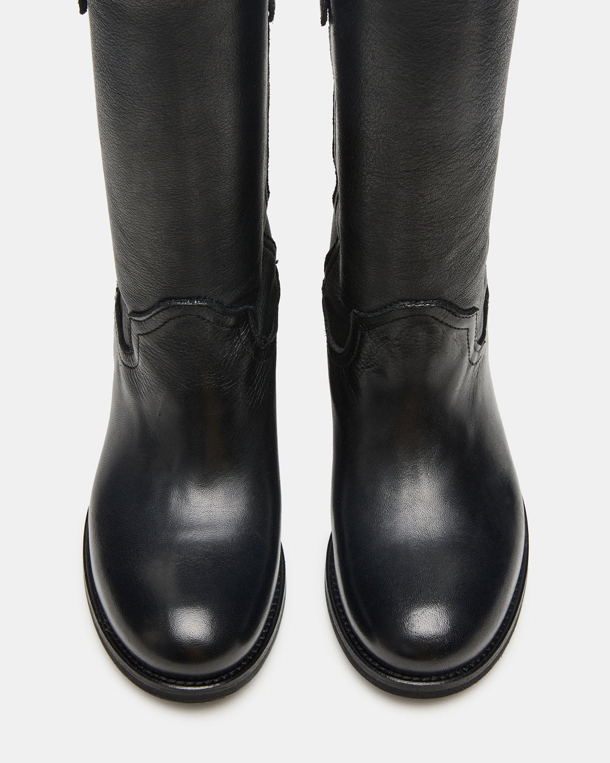 RUBEN Black Leather Rounded Toe Women's Boot