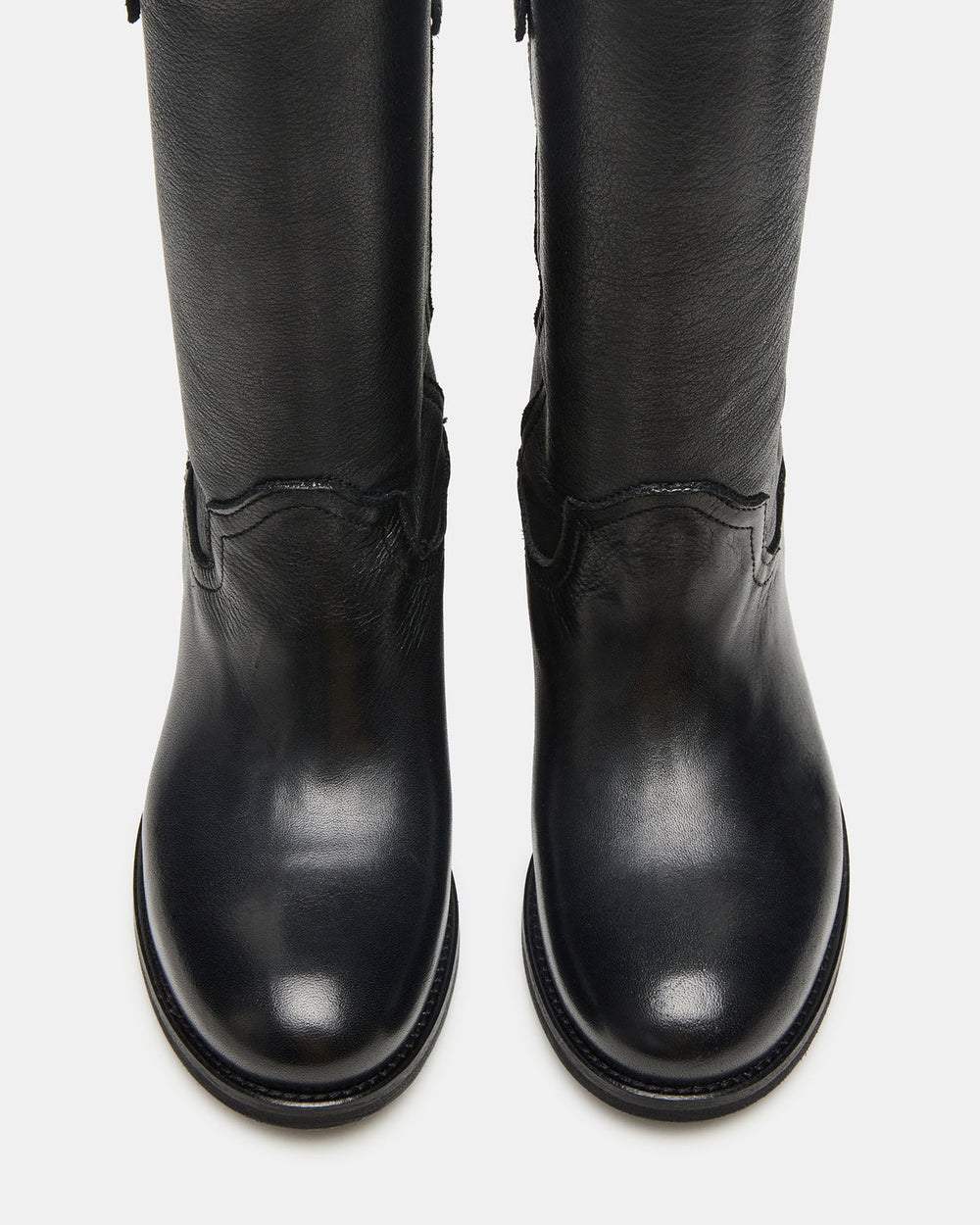 RUBEN Black Leather Rounded Toe Women's Boot