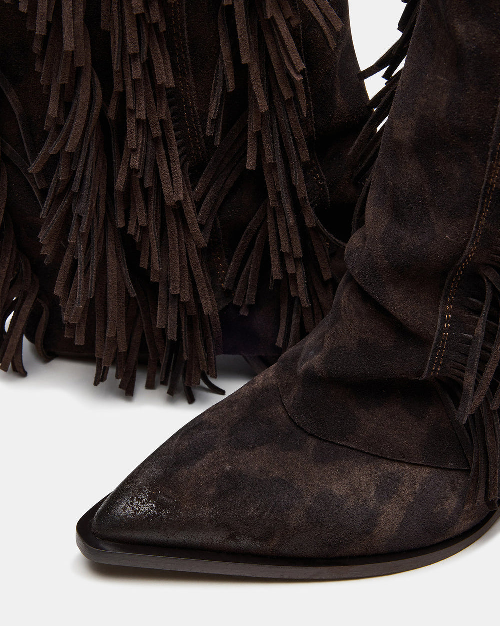 LANDMARK Brown Leopard Cuffed Fringe Western Women's Ankle Boot