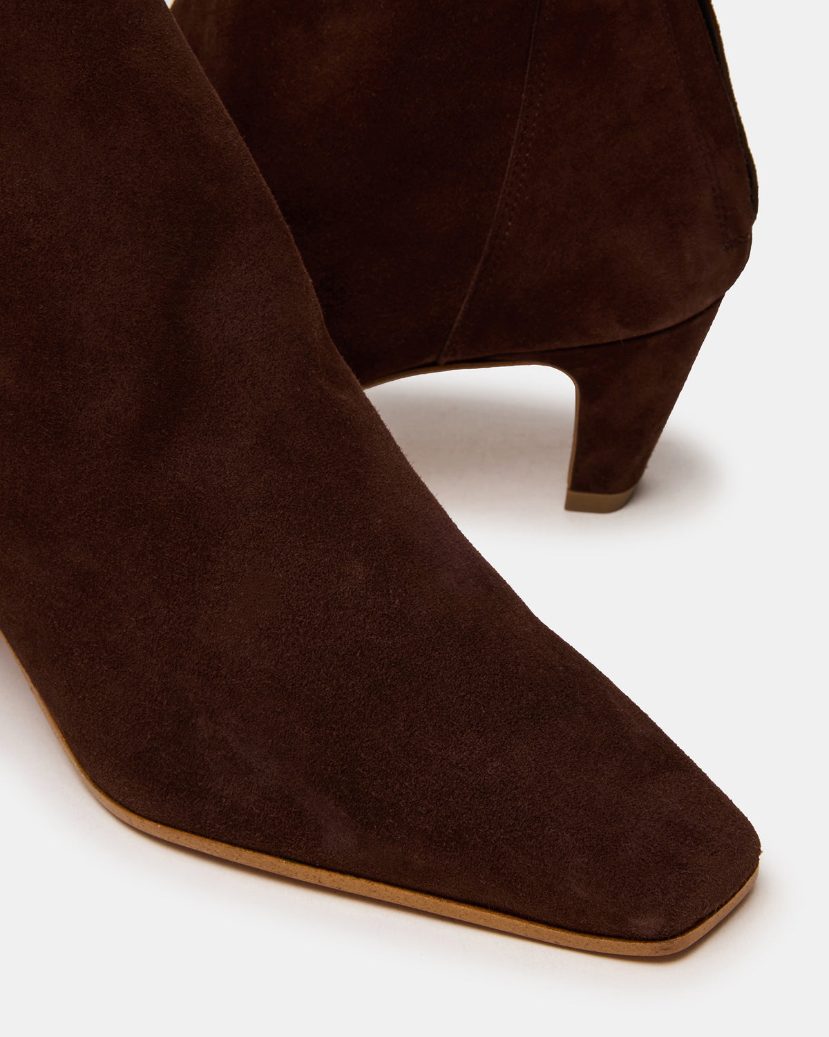 JUNO Brown Suede Square-Toe Women's Ankle Boot