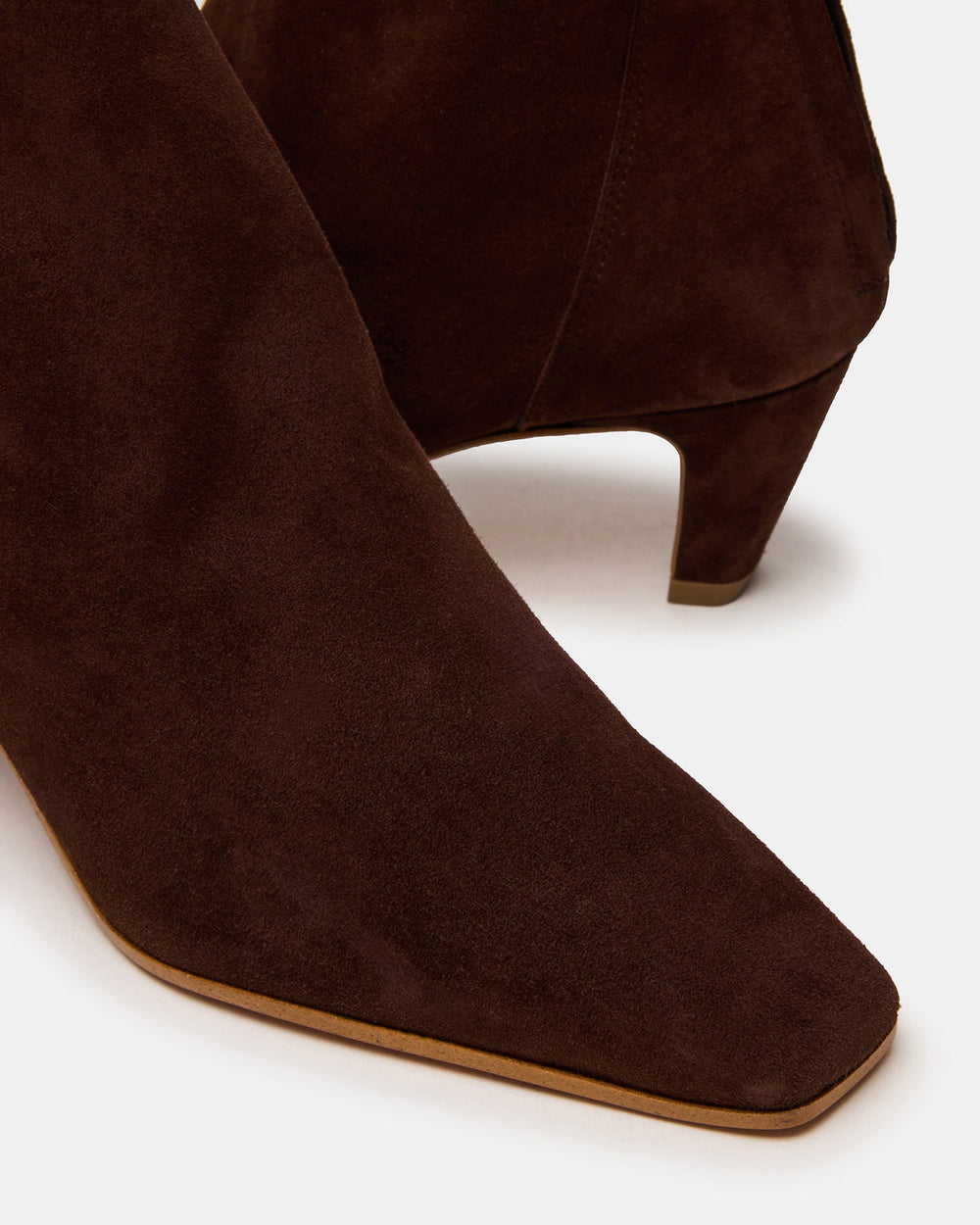 JUNO Brown Suede Square-Toe Women's Ankle Boot