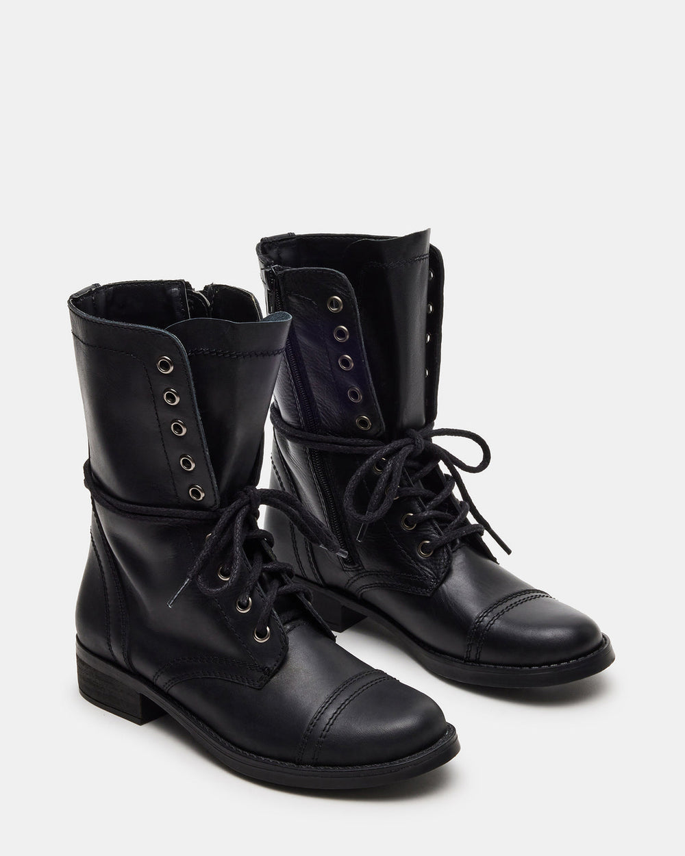 TROOPA3.0 Black Leather Women's Moto Combat Ankle Boot