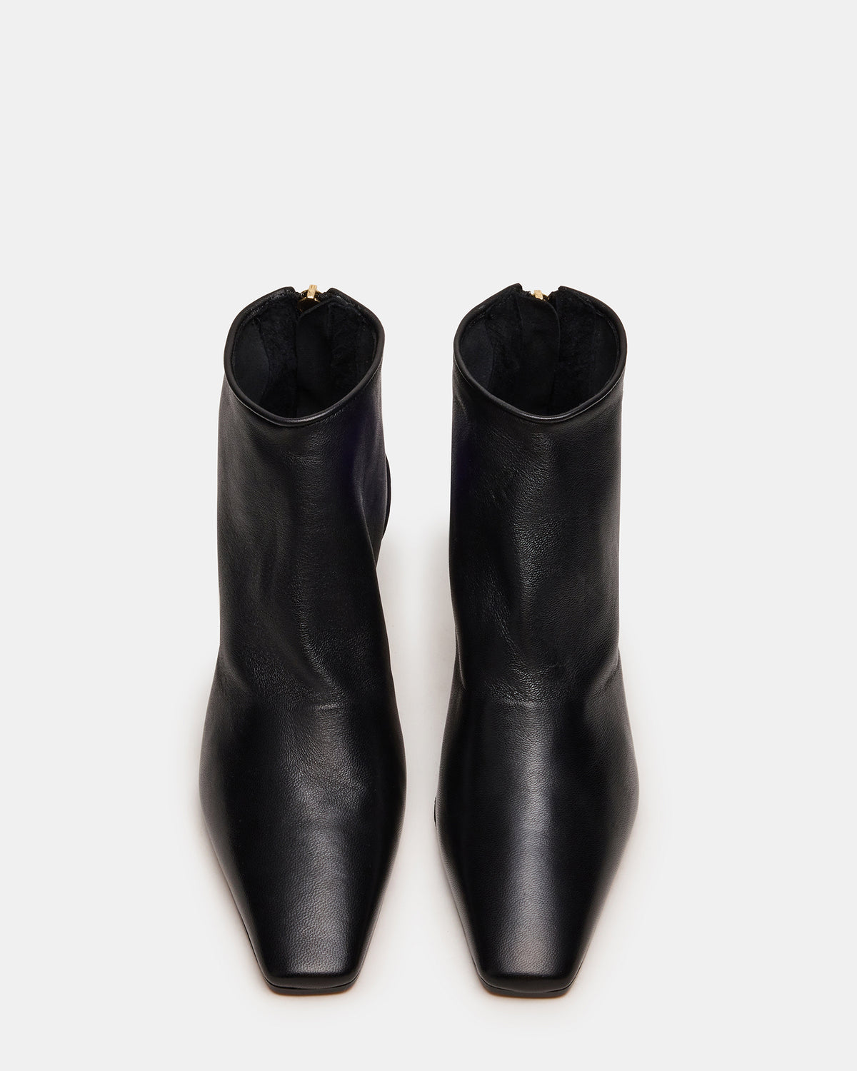 JUNO Black Leather Square-Toe Women's Ankle Boot