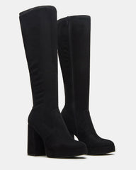 TWAIN Black Knee-High Block Heel Women's Boot