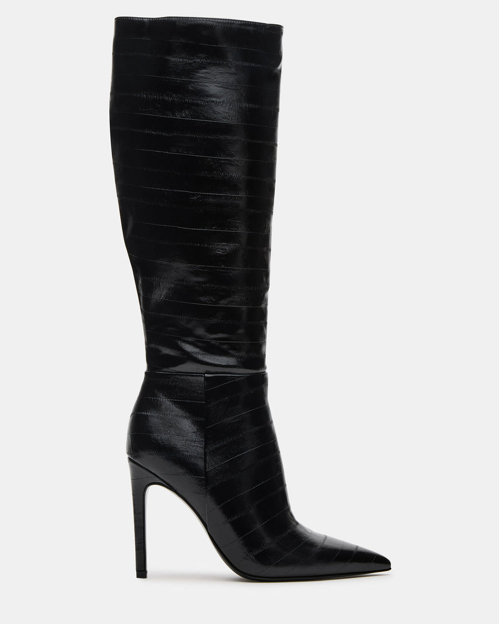 NITRO Black Eel Pointed-Toe Stiletto Heel Knee-High Women's Boots