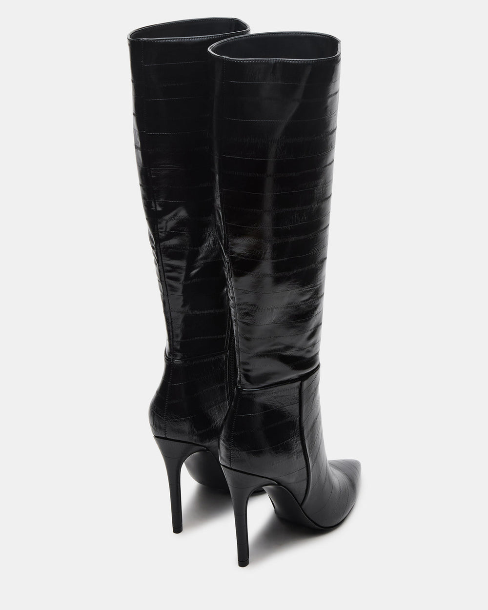 NITRO Black Eel Pointed-Toe Stiletto Heel Knee-High Women's Boots