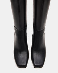 ELLIOT Black Square-Toe Knee-High Block Heel Women's Boot