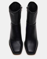 HARP Black Square-Toe Block Heel Women's Ankle Boot