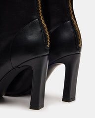 KHELAN Black Square-Toe Heeled Women's Ankle Boot