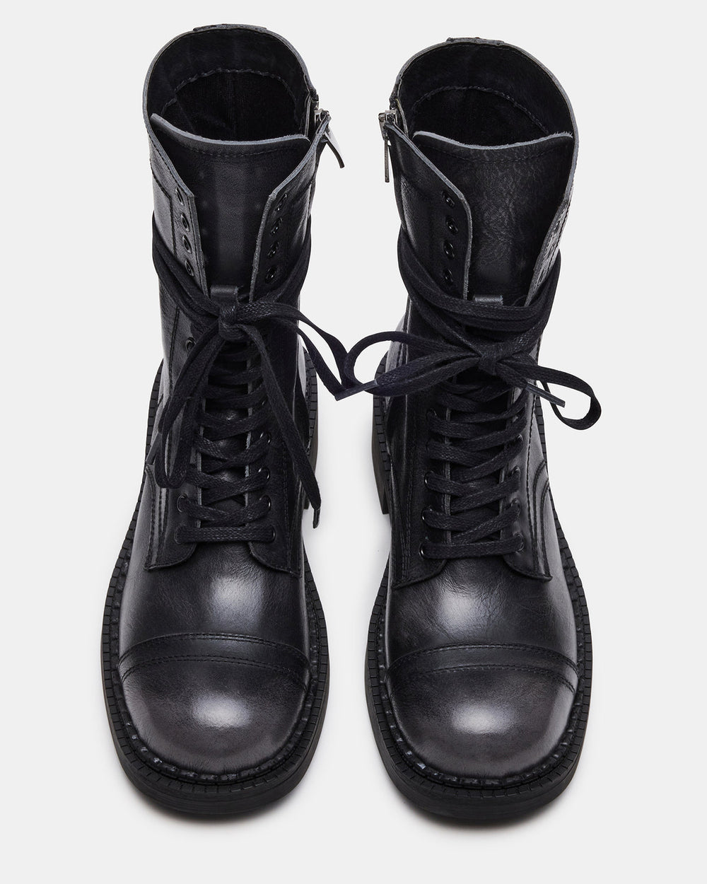 CRIMSON Black Distressed Moto Combat Women's Ankle Booties