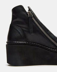 DRIFT Black Leather Platform Moto Women's Ankle Boot