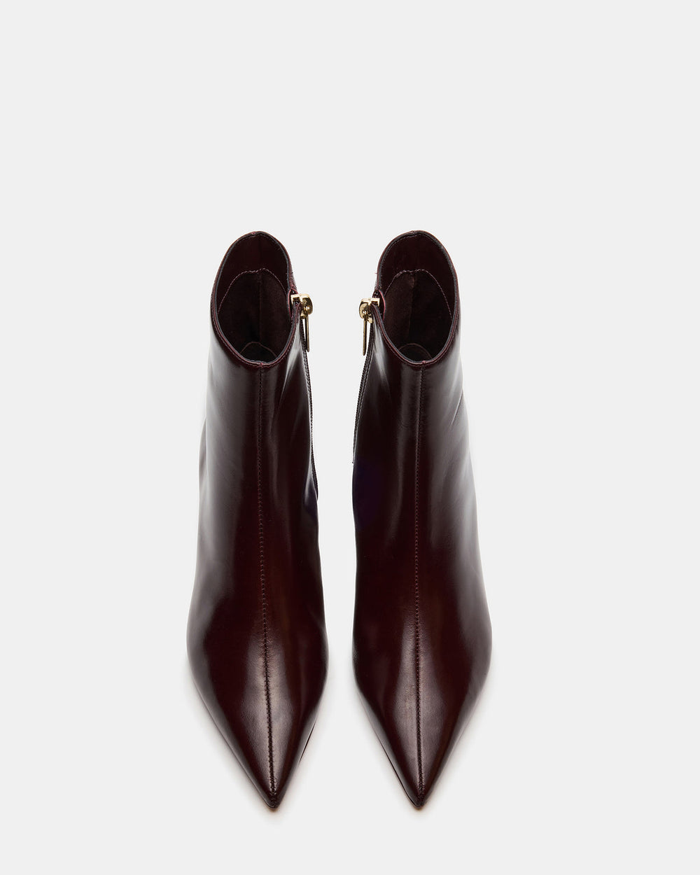ASHLI Wine Leather Pointed-Toe Block Heel Women's Ankle Boot