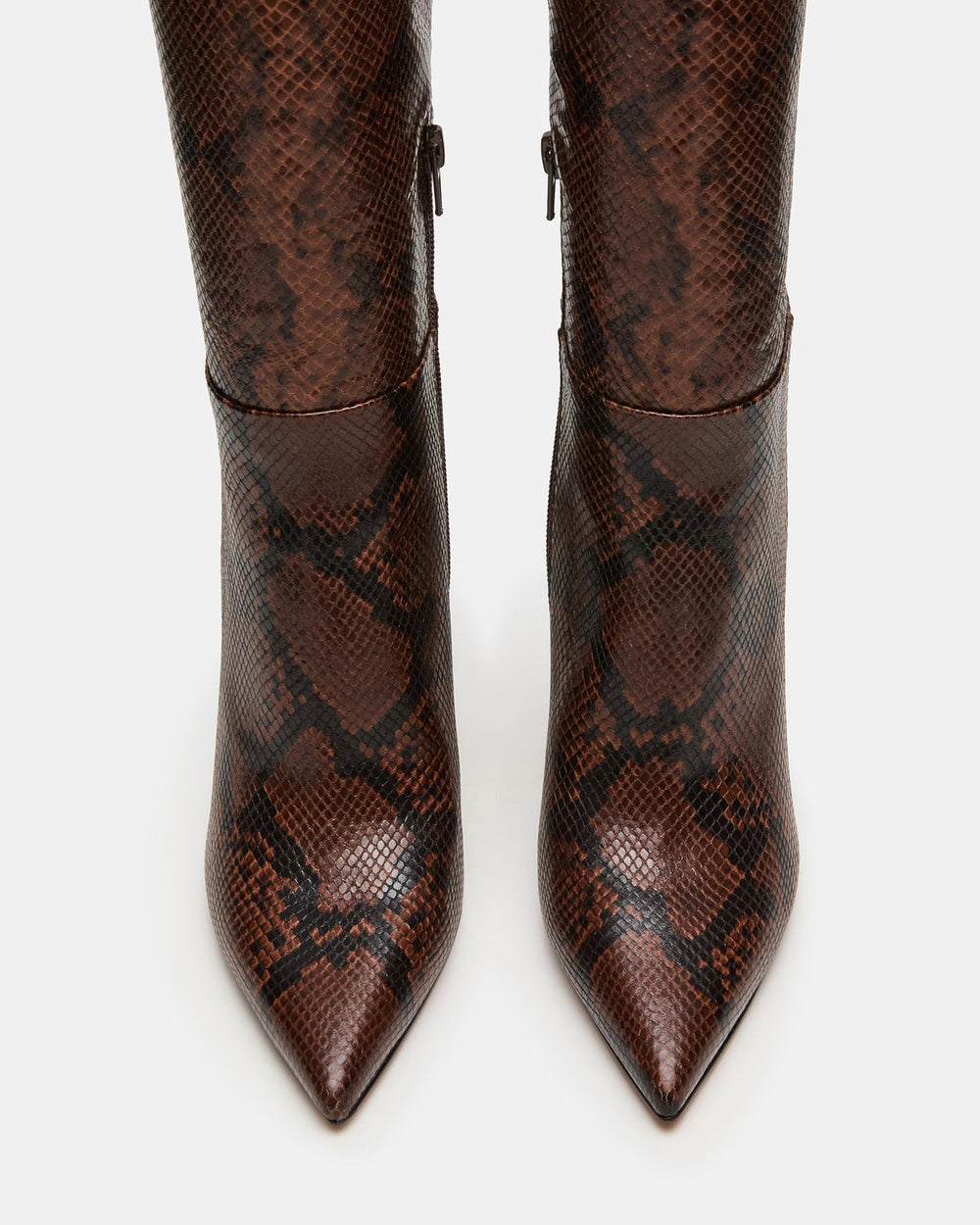 NITRO Brown Snake Pointed-Toe Stiletto Heel Knee-High Women's Boots