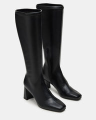 HOLLY Black Wide Calf Women's Knee-High Square-Toe Boot
