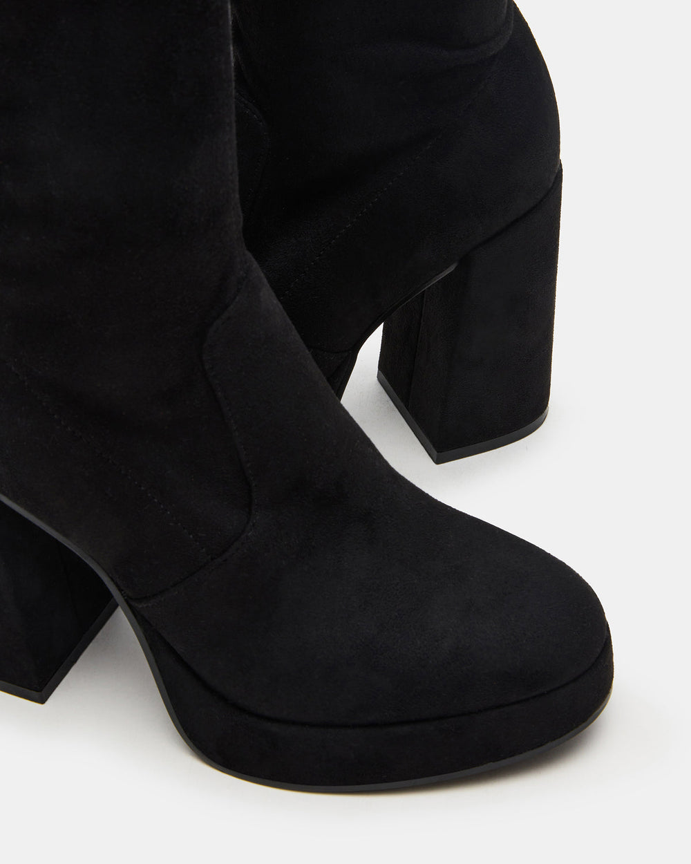 TWAIN Black Wide Calf Knee-High Block Heel Women's Boot