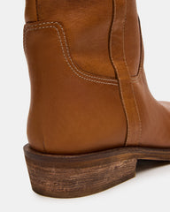 DUNSTER Tan Leather Wood Bottom Women's Boot