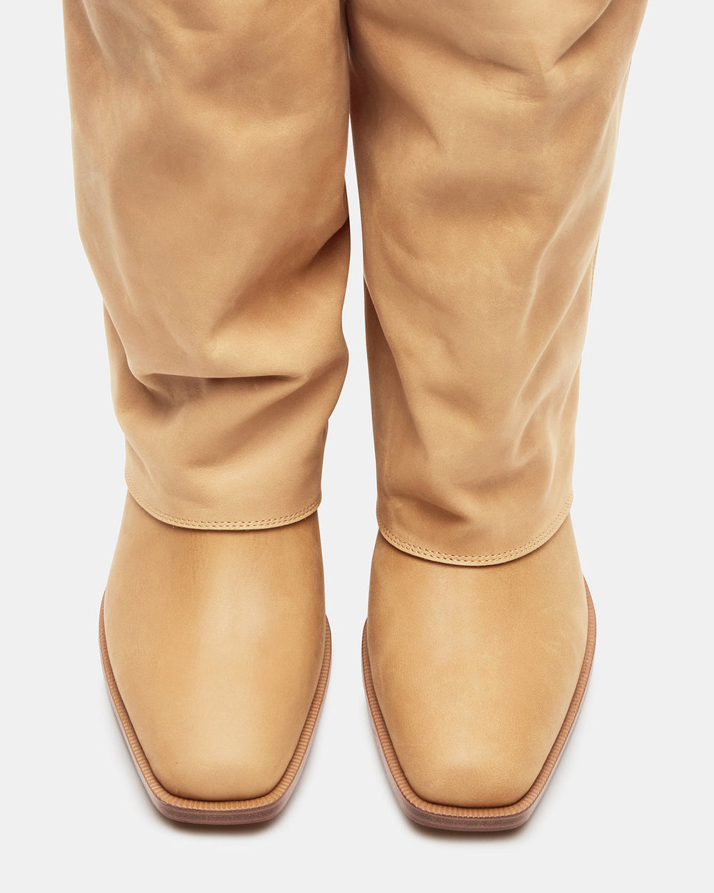 WINNICK Banana Leather Knee-High Cuffed Fold-Over Block Heel Women's Boot