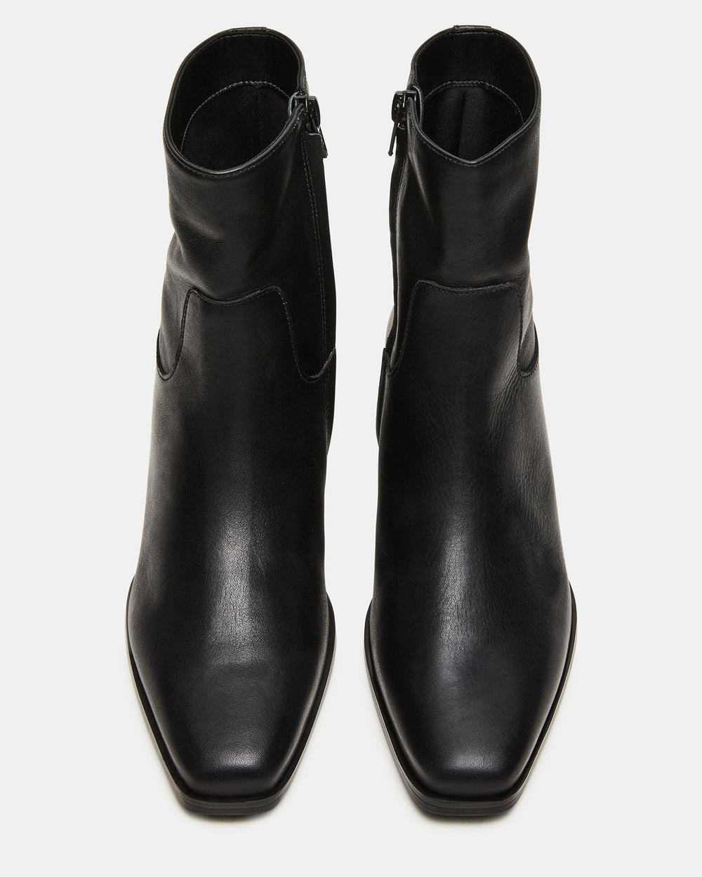 DANEY Black Leather Square-Toe Women's Ankle Boot