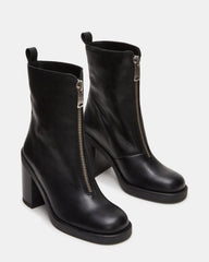 DECLAN Black Leather Block Heeled Ankle Boot | Women's Booties